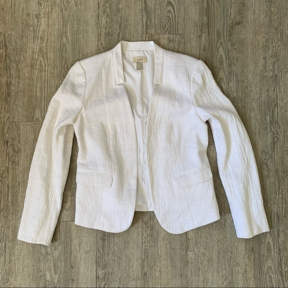 Ann Taylor Loft White Tweed Blazer Size 8 - Picture 10 of 11
